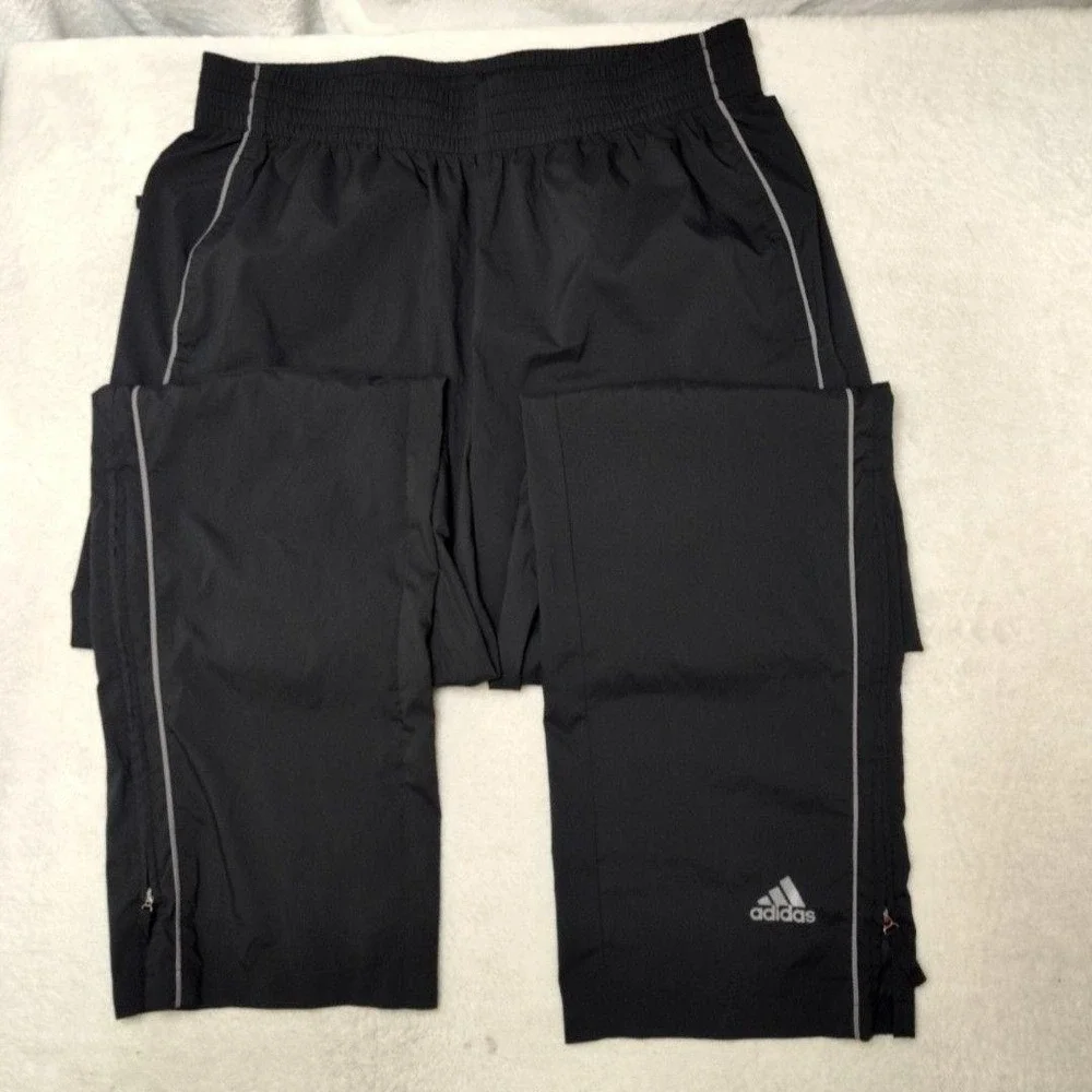 Adidas Track Pants Mens M Black Climaproof Wind Windproof Running Golf Tennis